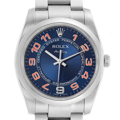 rolex blue airking leather|Rolex Air-King pilot watch.